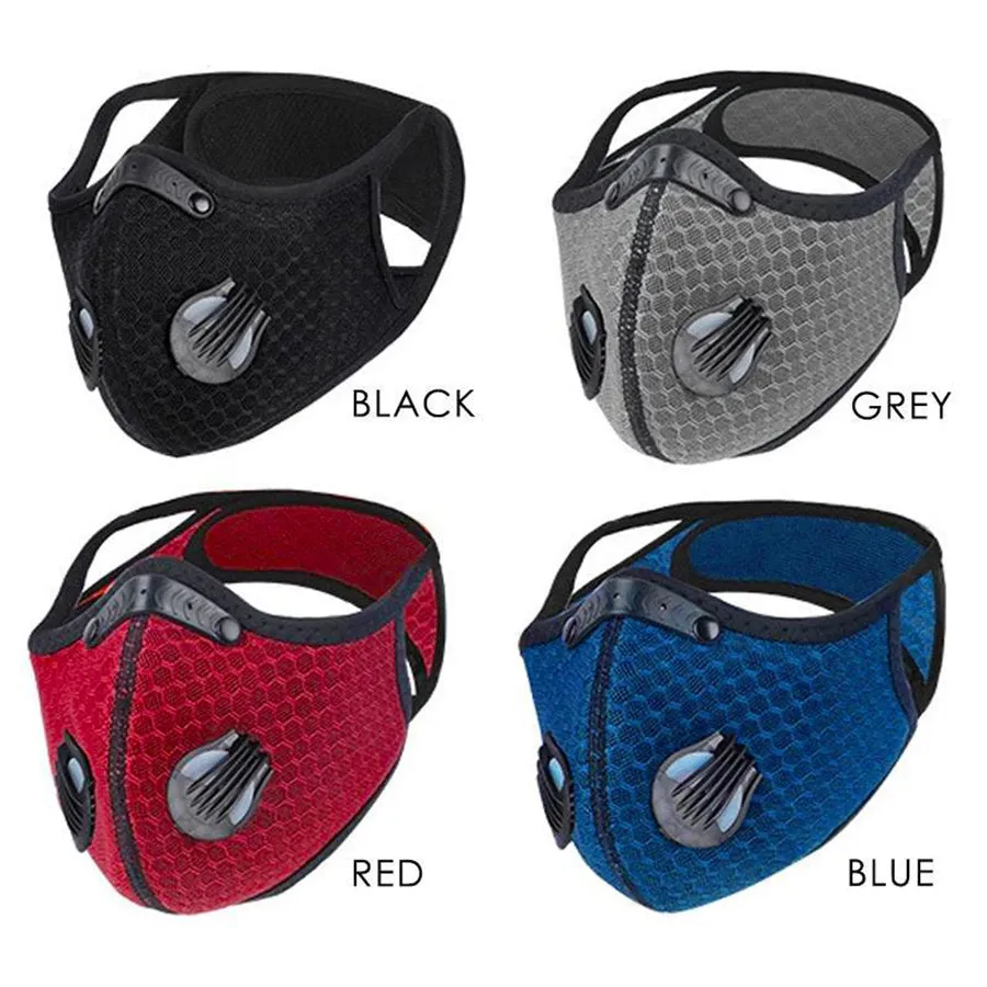 Gym Face Cover made of 3d Mesh With Filter and Valves - Black - Blue - Camo