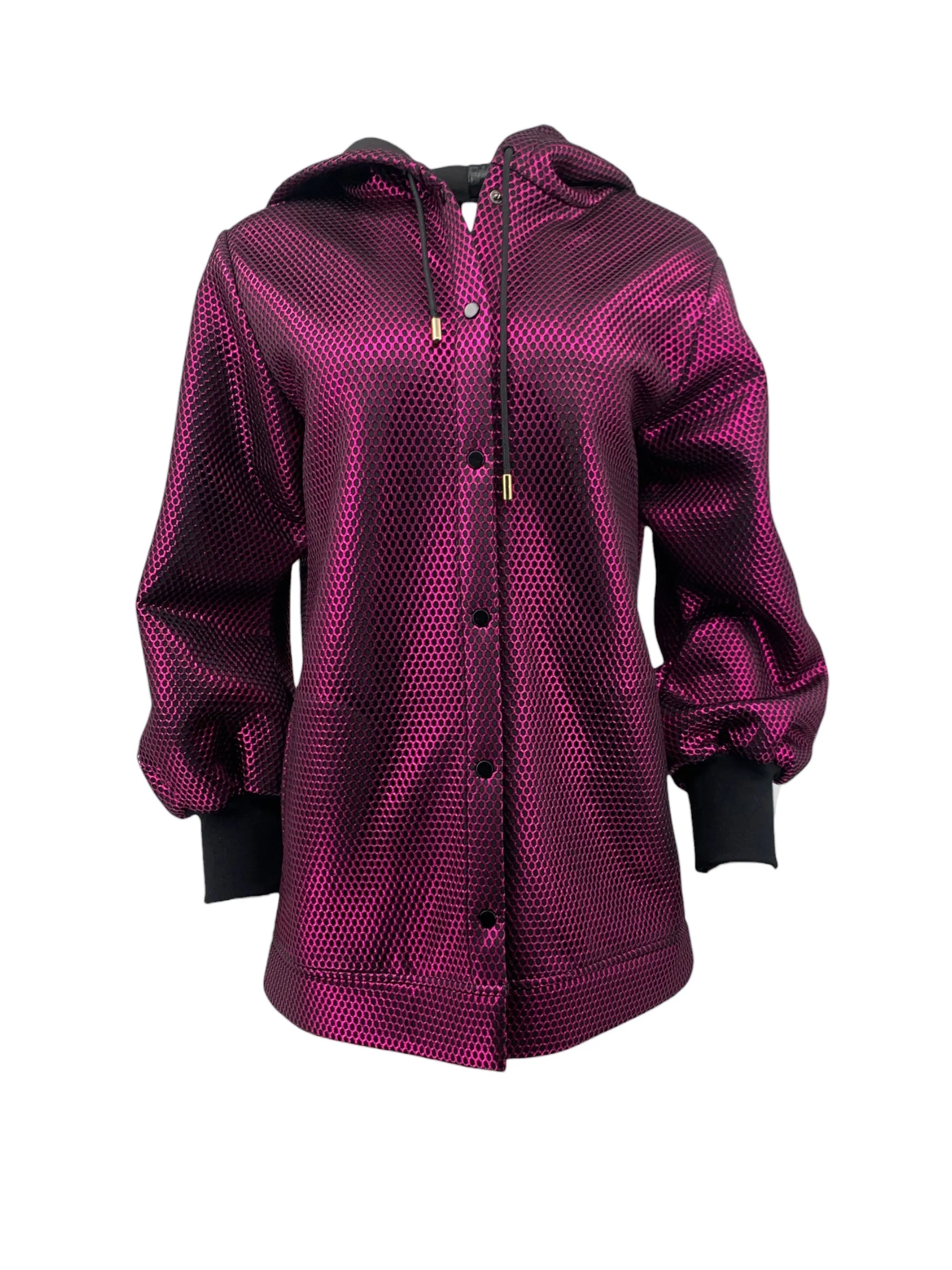 Metallic Neoprene Hoodie - Magenta